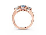 Rose gold Three-Stone Fancy Blue Pear  Brilliant Cut Solitaire Ring with Prong Setting on a Classic Band 4