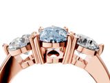 Rose gold Three-Stone Fancy Blue Pear  Brilliant Cut Solitaire Ring with Prong Setting on a Classic Band 5
