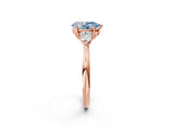 Rose gold Three-Stone Fancy Blue Pear Cut Brilliant Diamond Solitaire Ring with Tapered Band and Four-Prong Setting_5