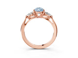Rose gold Three-Stone Fancy Blue Pear Cut Brilliant Diamond Solitaire Ring with Tapered Band and Four-Prong Setting_6