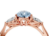 Rose gold Three-Stone Fancy Blue Pear Cut Brilliant Diamond Solitaire Ring with Tapered Band and Four-Prong Setting_7