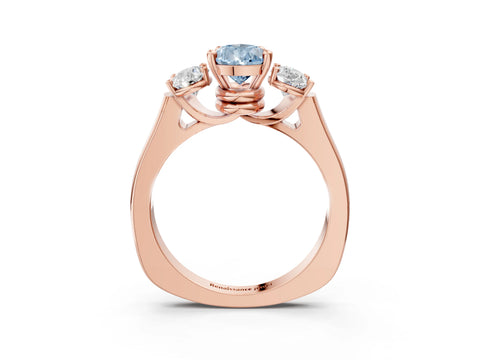 Rose gold Three-Stone Fancy Blue Pear Cut Brilliant Diamond Trellis Ring with Comfort Fit Band_3