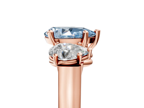 Rose gold Three-Stone Fancy Blue Pear Cut Brilliant Diamond Trellis Ring with Comfort Fit Band_5