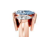 Rose gold Three Stone Fancy Blue Pear Cut Cut Channel Set Diamond Ring_5