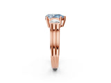 Rose gold Three-Stone Fancy Blue Pear Cut Cut Classic Band Prong Setting Ring_2