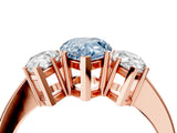 Rose gold Three-Stone Fancy Blue Pear Cut Cut Diamond Engagement Ring with Flat Band and Four-Prong Setting_16