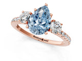 Rose gold Three-Stone Fancy Blue Pear Cut Cut Diamond Pavé Band with Prong Setting_16