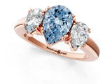 Rose gold Three-Stone Fancy Blue Pear Cut Cut Diamond Ring with Channel Set Band and Four-Prong Setting_25
