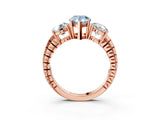 Rose gold Three-Stone Fancy Blue Pear Cut Cut Diamond Ring with Channel-Set Band and Prong Setting_3