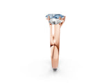Rose gold Three-Stone Fancy Blue Pear Cut Cut Diamond Ring with Prong Setting and Classic Band_2