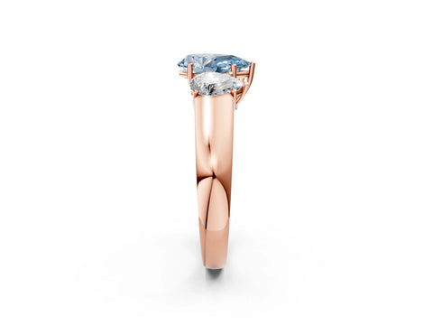 Rose gold Three-Stone Fancy Blue Pear Cut Cut Diamond Ring with Prong Setting and Classic Band_2
