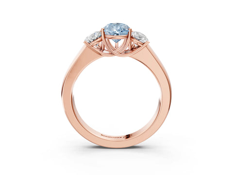 Rose gold Three-Stone Fancy Blue Pear Cut Cut Diamond Ring with Prong Setting and Classic Band_3