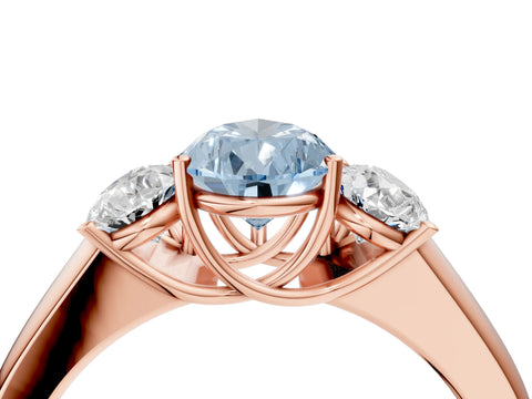 Rose gold Three-Stone Fancy Blue Pear Cut Cut Diamond Ring with Prong Setting and Classic Band_4