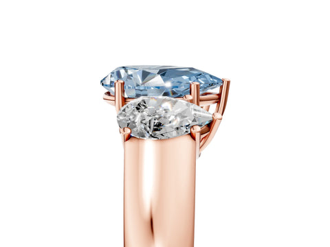 Rose gold Three-Stone Fancy Blue Pear Cut Cut Diamond Ring with Prong Setting and Classic Band_5