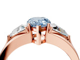 Rose gold Three-Stone Fancy Blue Pear Cut Cut Diamond Ring with Trillion Side Stones on a Split Shank Band_4