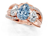 Rose gold Three-Stone Fancy Blue Pear Cut Cut Diamond Split Shank Prong Set Ring_1