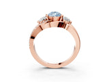 Rose gold Three-Stone Fancy Blue Pear Cut Cut Diamond Split Shank Prong Set Ring_3