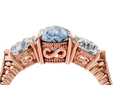 Rose gold Three-Stone Fancy Blue Pear Cut Cut Milgrain Band Prong Setting Ring_10