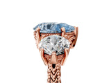 Rose gold Three-Stone Fancy Blue Pear Cut Cut Milgrain Band Prong Setting Ring_11