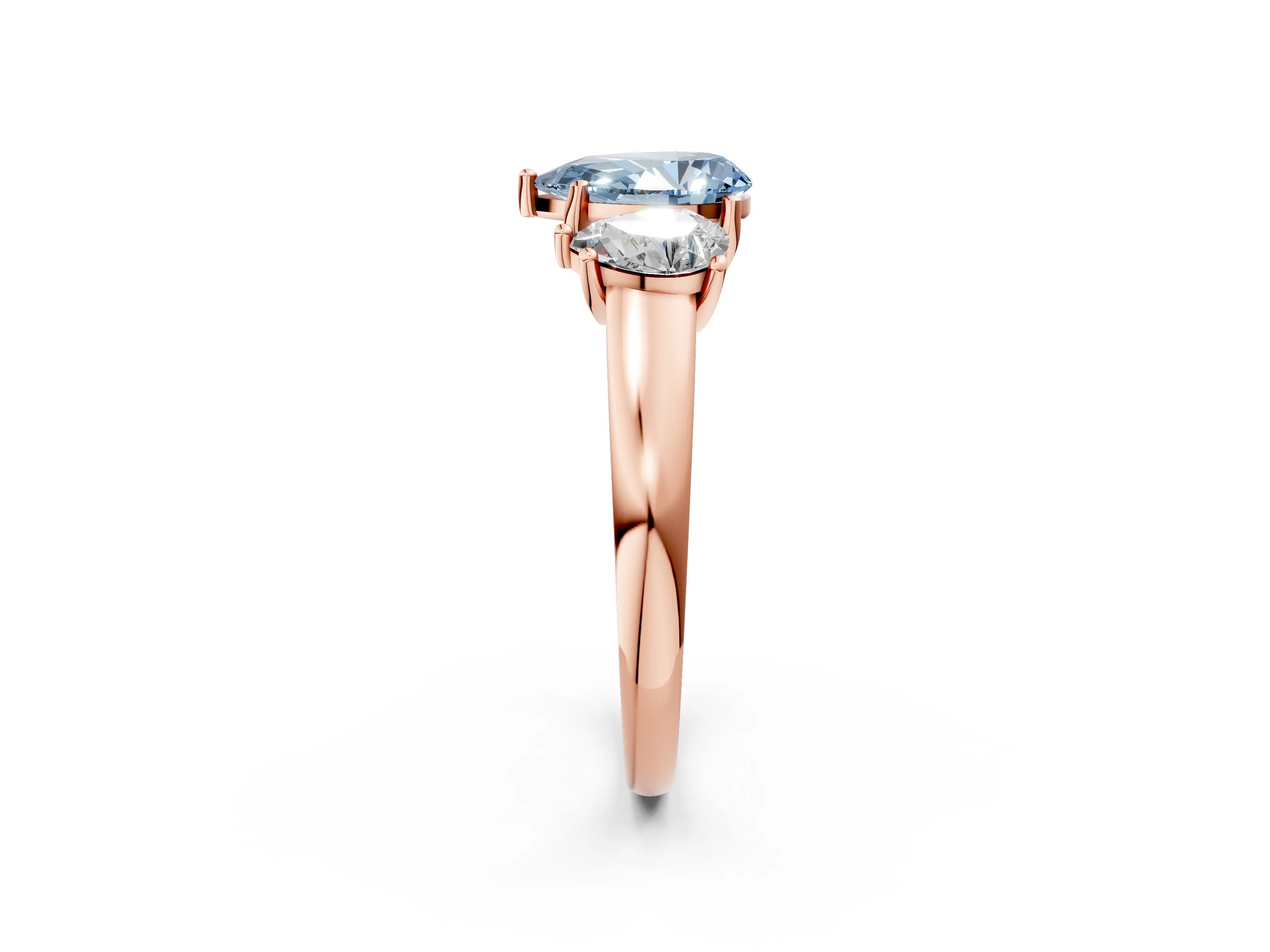 Rose gold Three-Stone Fancy Blue Pear Cut Cut Solitaire Ring with Classic Prong Setting_2