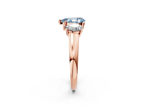 Rose gold Three-Stone Fancy Blue Pear Cut Cut Solitaire Ring with Classic Prong Setting_2