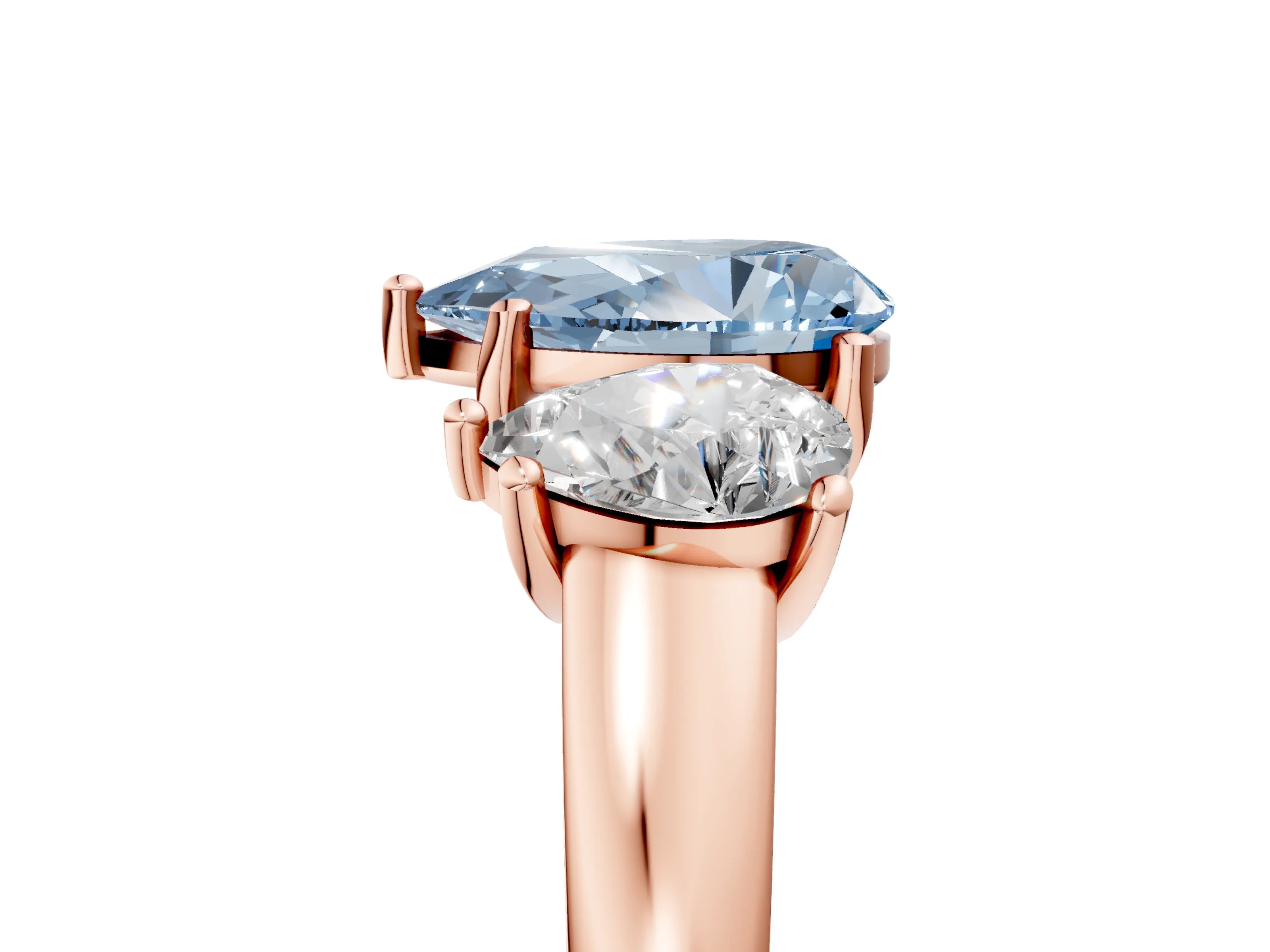 Rose gold Three-Stone Fancy Blue Pear Cut Cut Solitaire Ring with Classic Prong Setting_5