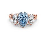 Rose gold Three-Stone Fancy Blue Pear Cut Diamond Braided Band Ring with Four-Prong Setting_40