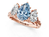 Rose gold Three-Stone Fancy Blue Pear Cut Diamond Braided Band Ring with Four-Prong Setting_41