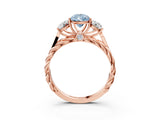 Rose gold Three-Stone Fancy Blue Pear Cut Diamond Braided Band Ring with Four-Prong Setting_43