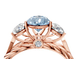 Rose gold Three-Stone Fancy Blue Pear Cut Diamond Braided Band Ring with Four-Prong Setting_44