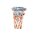 Rose gold Three-Stone Fancy Blue Pear Cut Diamond Braided Band Ring with Four-Prong Setting_45