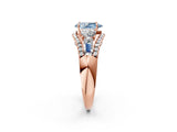 Rose gold Three-Stone Fancy Blue Pear Cut Diamond Engagement Ring with Pave Band and Prong Setting_2