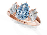 Rose gold Three-Stone Fancy Blue Pear Cut Diamond Engagement Ring with Prong Setting_4