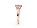 Rose gold Three-Stone Fancy Blue Pear Cut Diamond Engagement Ring with Prong Setting_5