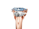 Rose gold Three-Stone Fancy Blue Pear Cut Diamond Engagement Ring with Prong Setting_8