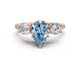 Rose gold Three-Stone Fancy Blue Pear  Cut Diamond Pavé Band with Four-Prong Setting_28