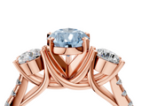 Rose gold Three-Stone Fancy Blue Pear  Cut Diamond Pavé Band with Four-Prong Setting_32