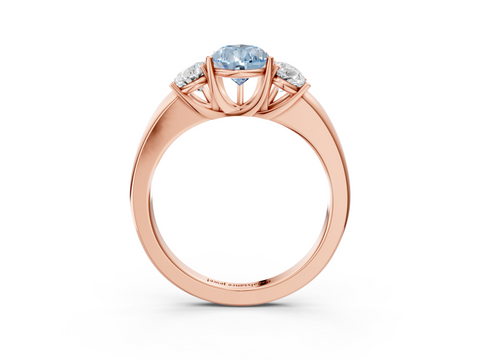 Rose gold Three-Stone Fancy Blue Pear  Cut Diamond Ring with Channel-Set Band and Four-Prong Setting_35