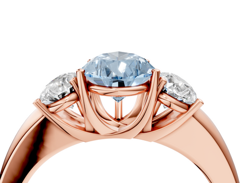 Rose gold Three-Stone Fancy Blue Pear  Cut Diamond Ring with Channel-Set Band and Four-Prong Setting_36