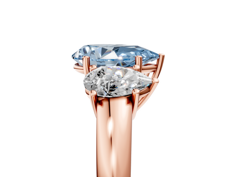 Rose gold Three-Stone Fancy Blue Pear  Cut Diamond Ring with Channel-Set Band and Four-Prong Setting_37