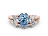 Rose gold Three-Stone Fancy Blue Pear  Cut Diamond Ring with Channel-Set Band and Four-Prong Setting_49