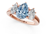 Rose gold Three-Stone Fancy Blue Pear  Cut Diamond Ring with Channel-Set Band and Four-Prong Setting_50