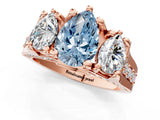 Rose gold Three-Stone Fancy Blue Pear  Cut Diamond Ring with Channel-Set Band and Four-Prong Setting_54