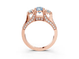 Rose gold Three-Stone Fancy Blue Pear  Cut Diamond Ring with Channel-Set Band and Four-Prong Setting_56