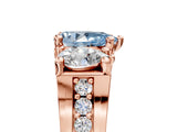 Rose gold Three-Stone Fancy Blue Pear  Cut Diamond Ring with Channel-Set Band and Four-Prong Setting_58