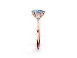 Rose gold Three-Stone Fancy Blue Pear  Cut Diamond Ring with Pear Side Stones in Four-Prong Setting_111