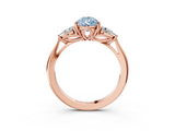 Rose gold Three-Stone Fancy Blue Pear  Cut Diamond Ring with Pear Side Stones in Four-Prong Setting_112