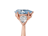 Rose gold Three-Stone Fancy Blue Pear  Cut Diamond Ring with Pear Side Stones in Four-Prong Setting_114