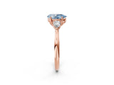 Rose gold Three-Stone Fancy Blue Pear Cut Diamond Ring with Pear  Side Stones in Four-Prong Setting_14