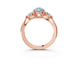 Rose gold Three-Stone Fancy Blue Pear Cut Diamond Ring with Pear  Side Stones in Four-Prong Setting_15